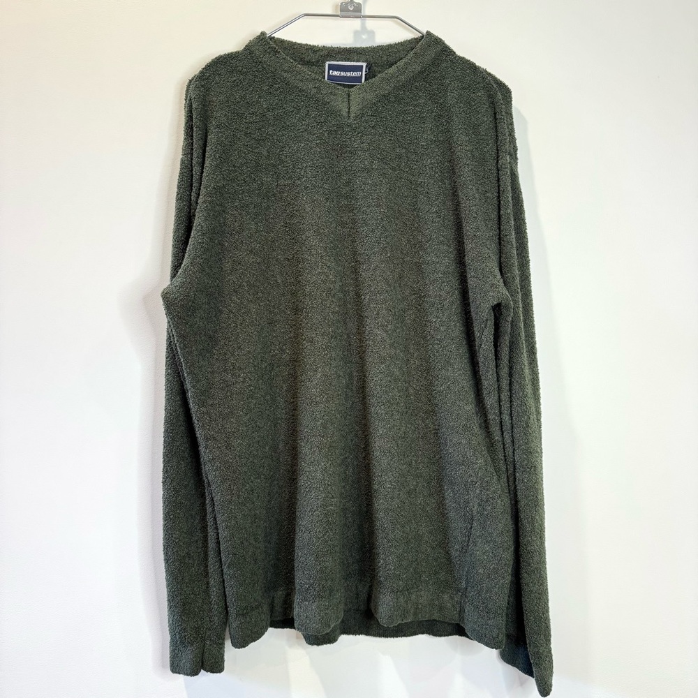🛍️4 for 20$ / Boucle V Neck Long Sleeve Sweater / Green / L